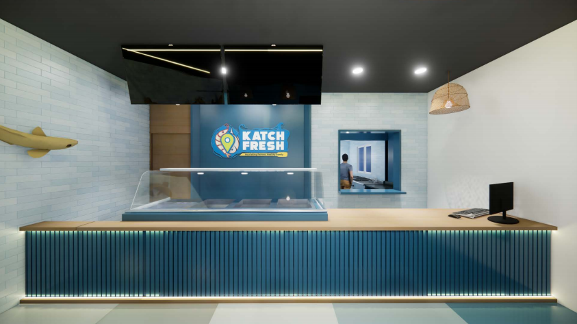Katch Fresh interior — branded counter and display case