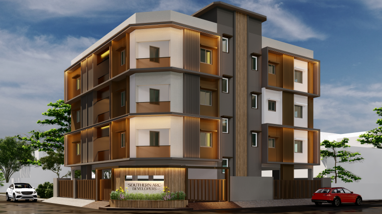 Southern Arc Developers residential building — street corner view