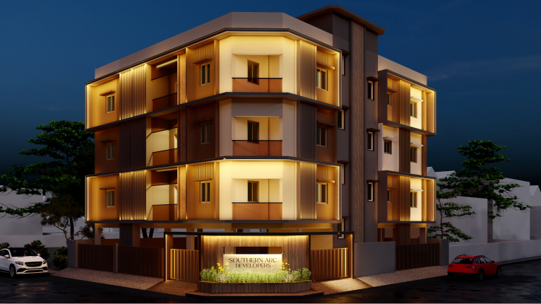 Southern Arc Developers residential building — full street view